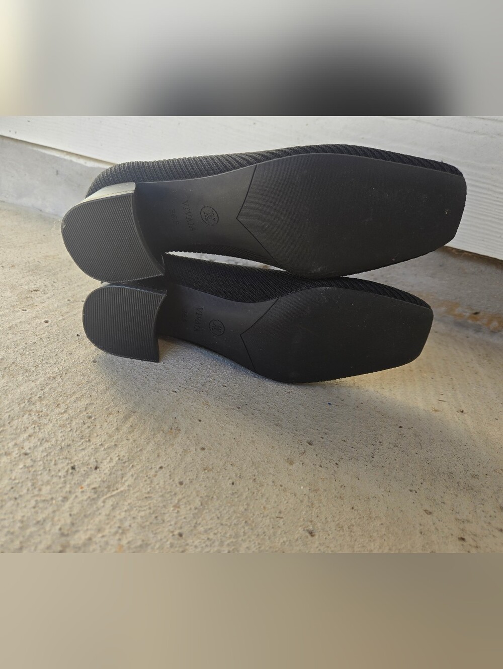 Vivaia Black Knit Block Heel Pumps - Comfortable Everyday Heels - Picture 5 of 9